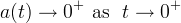 a(t) \rightarrow 0^+ \mbox{\rm ~as~~} t \rightarrow 0^+